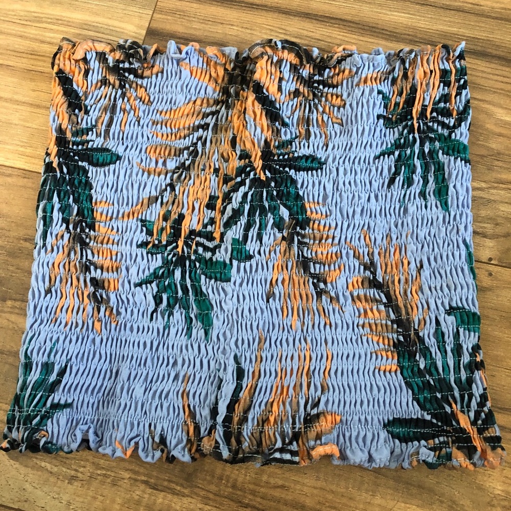 Blue Floral Tube Top